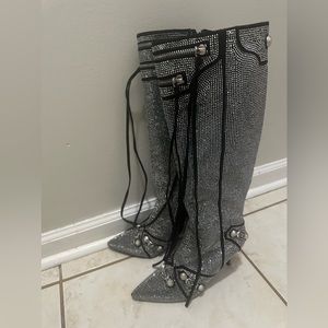 Sparkly black and silver boots